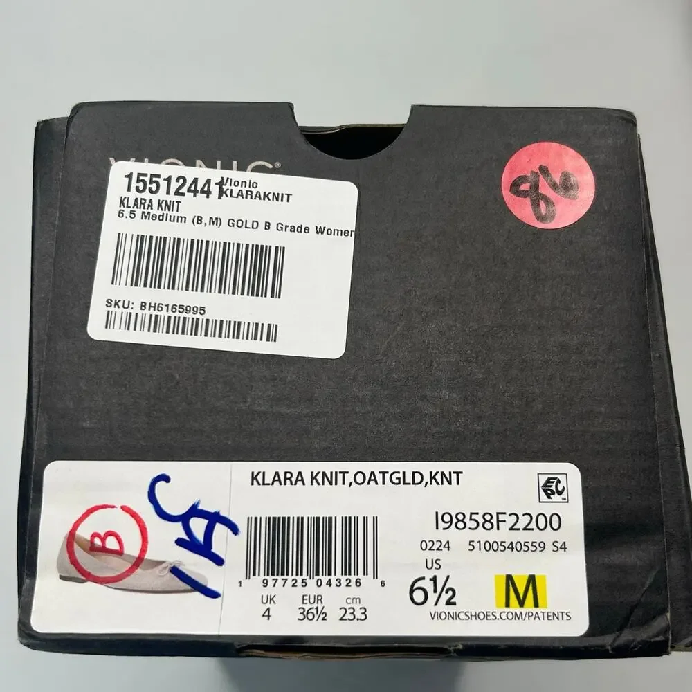 Vionic Klara Knit Square Toe Flats Oat Gold Women's 6.5 M Comfort Arch Support - Picture 11 of 11